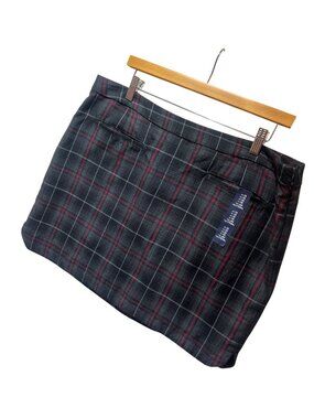 Gap Womens Gray Plaid Mini Skirt Size 16 Y2K Deadstock Fully Lined Polyester Ble